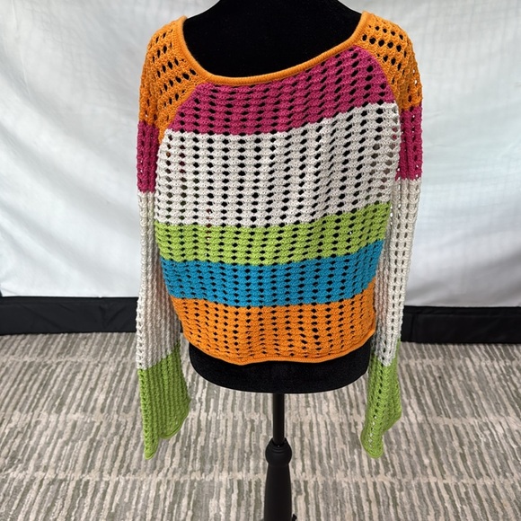 Wild Fable Orange and Pink Crew Neck Sweater - Picture 2 of 3